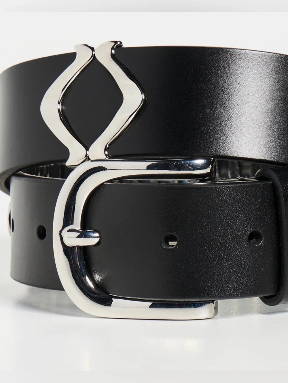 Isabel Marant Black Leather Belt with Silver Chevron Accents